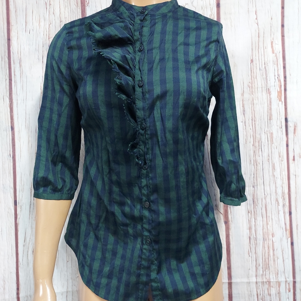 Converse Ruffled Striped Button Down Top - Picture 9 of 17